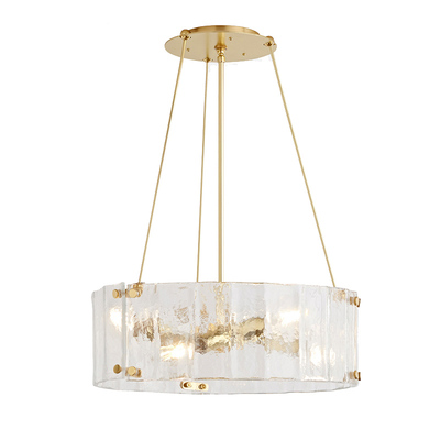 美式轻奢创意简约水波纹玻璃吊灯