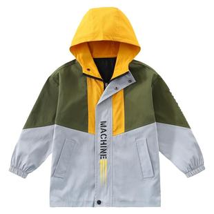 男童外套春秋款2026新款中大童春装儿童加绒加厚风衣男孩衣服潮牌