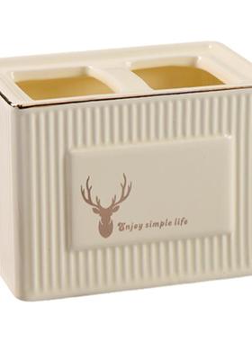 茶几遥控器收纳盒创意桌面收纳装饰摆件化妆台收纳盒陶瓷描金高档