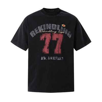 MRNEARLY美式做旧字母印花短袖男