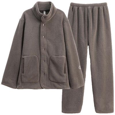 芬腾男士秋冬季珊瑚绒加厚家居服