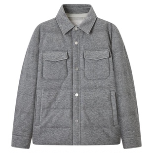 [防油防污鹅绒]九牧王男士冬季羊毛针织薄款衬衫羽绒服翻领外套