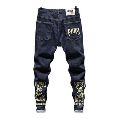 陈冠希弹力原色痞帅牛仔裤刺绣