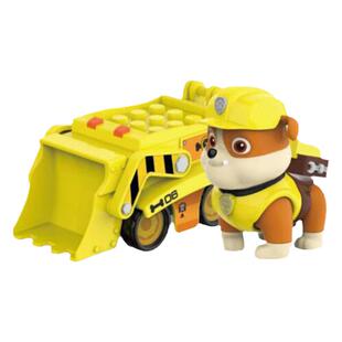 中国产汪汪队立大功超能威力狗工程车积木拼装小砾玩具小力黄色车