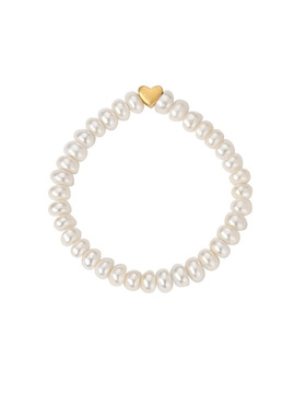 扁片算盘淡水珍珠爱心吊坠手链女气质网红时尚弹力可调节简约手串