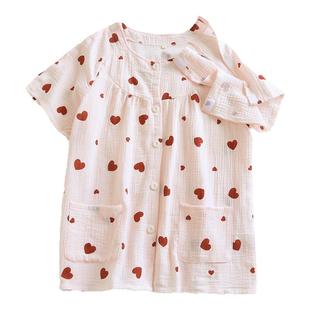 护理服PICC置管易穿脱骨折穿瘫痪病人专用病号服老人纯棉短袖睡衣