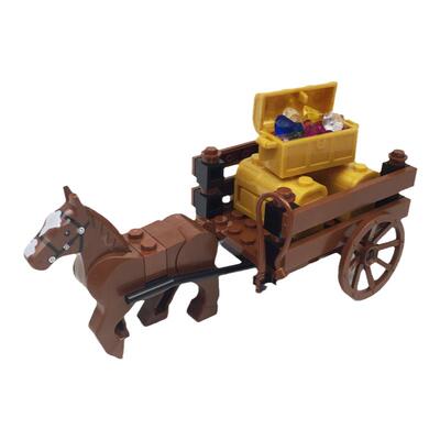 马车积木摆件小颗粒拼装农车MOC