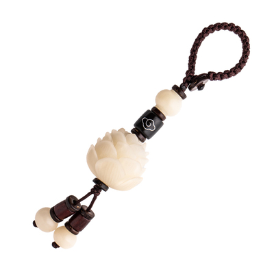 天然菩提根莲花钥匙扣挂件链