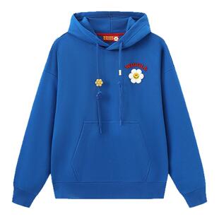 wigglewiggle26年春季时尚笑脸花休闲运动连帽宽松卫衣男女同款