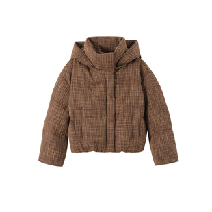 BBFER/本依凡千金玛德琳风格纹连帽短款羽绒服女时尚外套0327