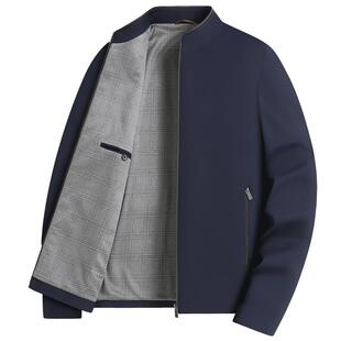 中年男士大码行政夹克男胖子加肥加大肥佬商务休闲立领茄克衫外套