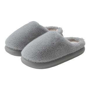 棉拖鞋男秋冬季2025新款保暖绒面厚底踩屎感简约室内家居棉拖鞋女