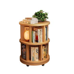 床边小书架卧室床头柜替代品实木旋转书柜置物架落地一体靠墙边柜