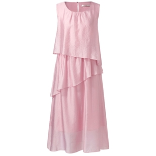 歌莉娅粉色连衣裙女夏2025出游穿搭海边丁达尔裙绝美仙气薄纱裙子