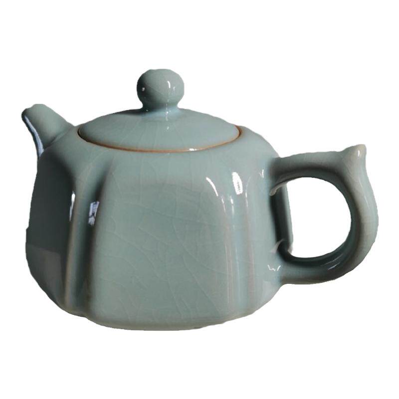 朱家汝窑天青原矿玛瑙釉开片茶壶