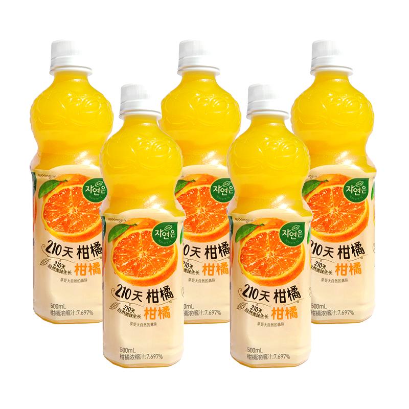 韩国原装进口woongjin/熊津柑橘汁饮料5瓶装0脂0钠