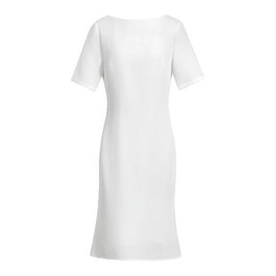 OFFIY-TH经典修身 重磅醋酸春夏通勤白短袖小个子职业商务连衣裙