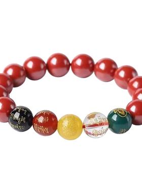 2025本命年朱砂手串女款五路财神转运珠手链男士普陀山龙年护身符