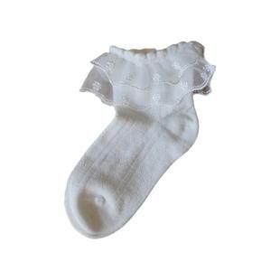 春秋儿童花边公主袜白色宝宝a类无骨网眼透气纯棉女孩女童花边袜