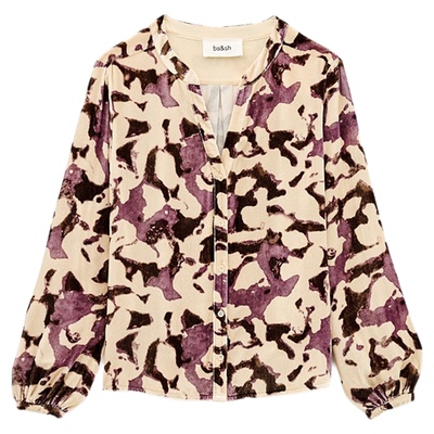 【臻奢系列】[何超莲同款]bash春季紫晶棕语印花衬衫上衣1H25BALL