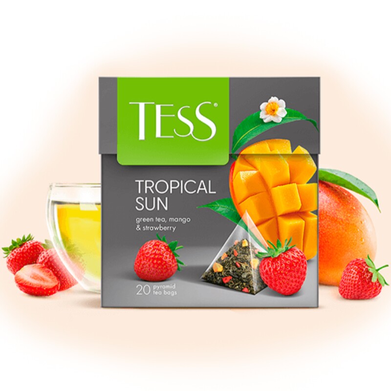 进口俄罗斯三角形水果茶包防困提神TESS果粒茶红茶绿茶奶茶店待客