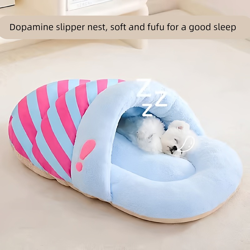 拖鞋狗窝四季通用宠物睡袋狗床垫子沙发半封闭安全感猫窝冬天保暖