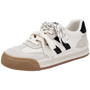 热风平底德训鞋女鞋2025年冬季新款女士复古小白鞋子简约百搭板鞋