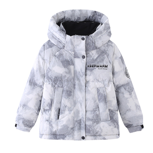 象老大儿童品牌羽绒服男童短款2025新款女童三防冬装外套极寒加厚
