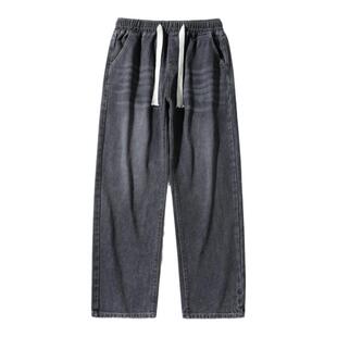 迈特优美式加绒牛仔裤男秋冬季新款宽松加厚保暖直筒休闲长裤