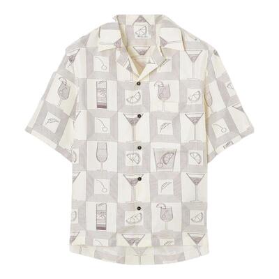 LoroPiana/诺悠翩雅男士衬衫保龄球风Aperitivo图案真丝斜纹新款