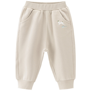 木生棉男女宝宝抓绒束脚长裤秋冬婴儿外出保暖休闲裤子儿童卫衣裤