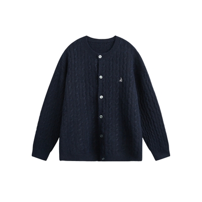 开衫绵羊毛圆领刺绣针织衫