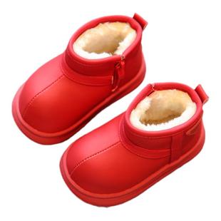 小步点儿童雪地靴加绒加厚冬季宝宝鞋子防水防滑男童棉靴女童棉鞋