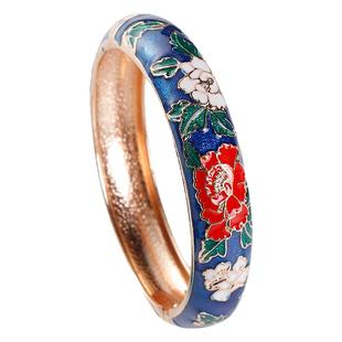 老北京景泰蓝手镯故宫手镯老旅游纪念品珐琅彩牡丹花女镯子小清新