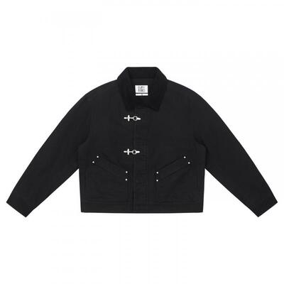 EMPTY REFERENCE重磅全棉珠帆水洗做旧飞机扣拼接短款夹克外套