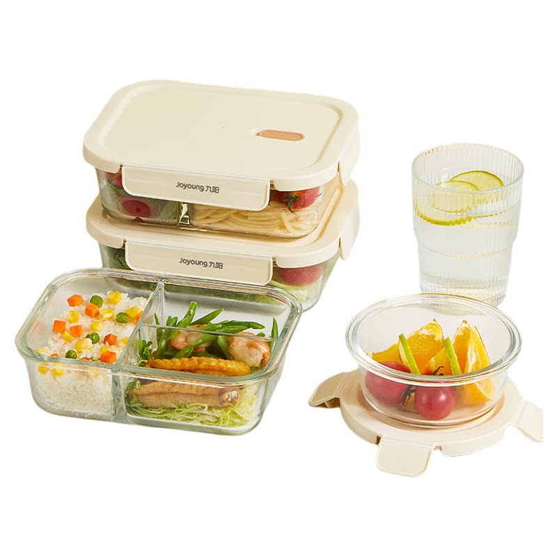 九阳玻璃饭盒微波炉加热专用碗保鲜盒水果便当盒食品级带饭餐盒