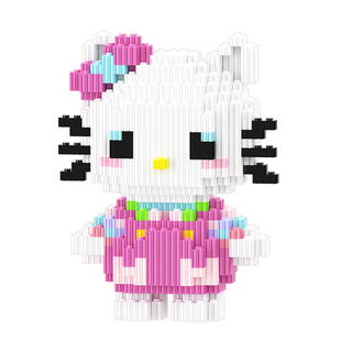 hello拼装kitty猫乐积木高凯蒂kt小颗粒哈喽立体拼图益智儿童玩具