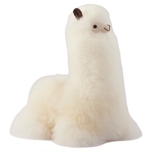 INJOI30cm卧姿手工羊驼毛绒玩偶玩具柔软公仔阿贝贝生日新年礼物