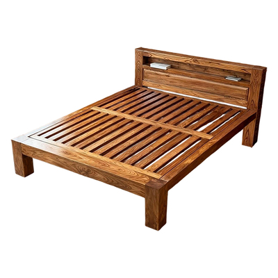 博雅大师老榆木纯实木床支持定制