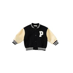 男童外套儿童棒球服宝宝春季新款帅气衣服女童上衣黑色春秋童装潮