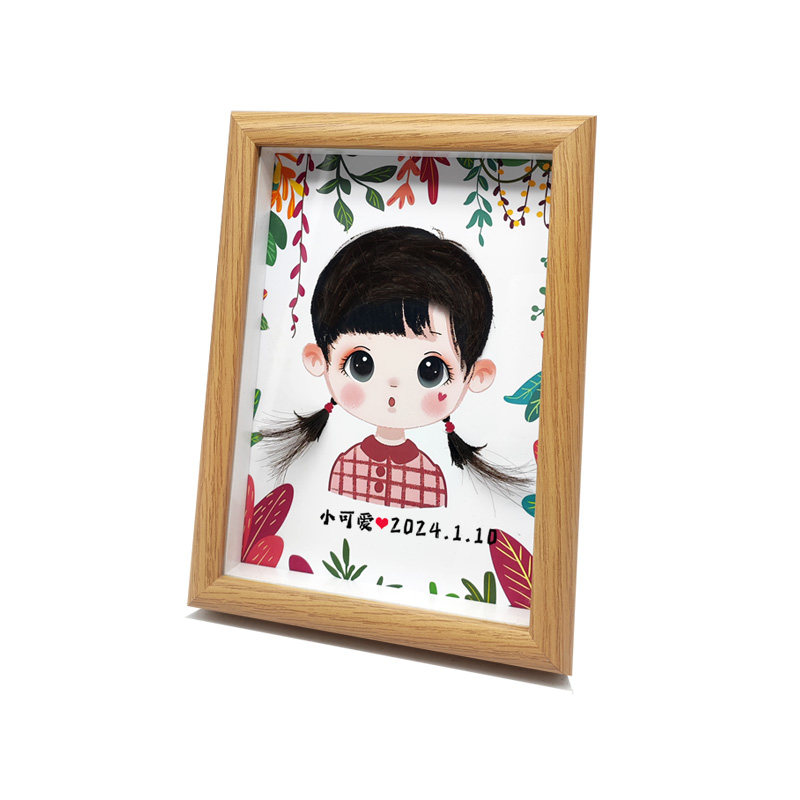 胎毛相框宝宝纪念品diy制作百天满月婴儿礼物抓周用品胎发画摆台