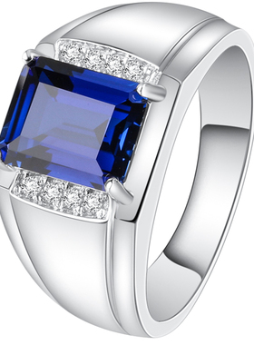 经典设计高级感小众蓝宝石戒指男