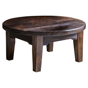 实木小茶几飘窗桌子阳台坐地榫卯炕桌民宿禅意圆形边几榻榻米茶桌