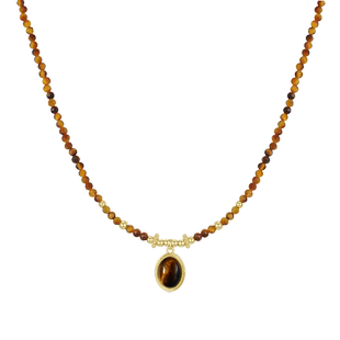 周大生DC落日项链女生纯银虎眼石美拉德锁骨链高级生日礼物送女友