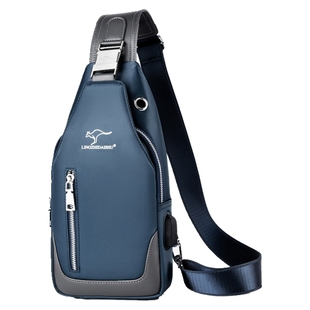 博特尔胸包牛津布潮牌单肩斜挎包2024新款韩版充电背包男休闲挂包