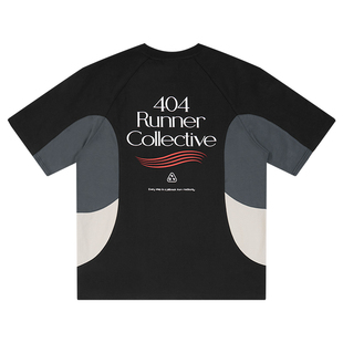 404MOB哈苏拼接撞色短袖T恤男夏季宽松潮牌凉感防晒运动速干上衣t