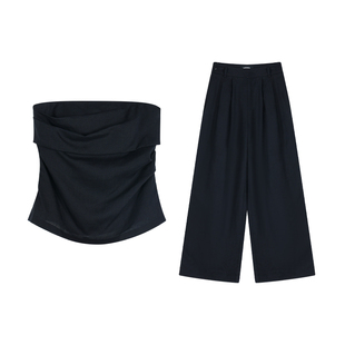 pusumede南法老钱|抹胸小衫吊带背心无袖上衣+阔腿休闲裤气质套装