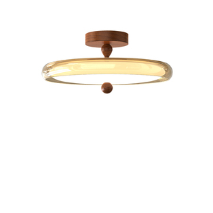 Home法式中古风卧室吸顶灯高级感胡桃木色侘寂风主卧房间护眼灯具