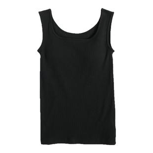 纯棉罗纹棉带文胸背心一体式打底内搭背心女士内衣日系女装N159