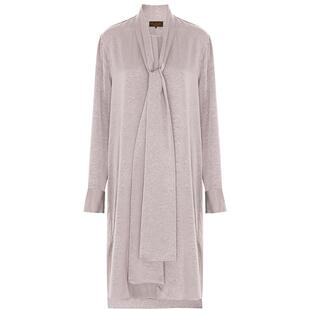 COCOBELLA轻奢仿醋酸飘带连衣裙女26春缎面中长款衬衫裙FR3240